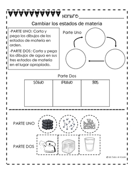 Preview of Changing States of Matter (Spanish) FREEBIE