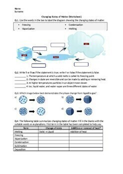 Changing States Of Matter Worksheets Teachers Pay Teachers