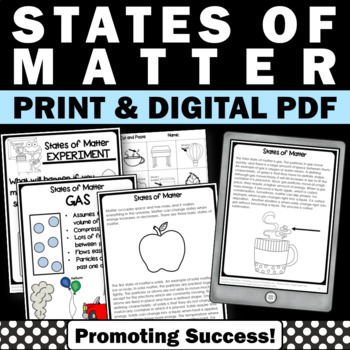 Preview of Physical States Properties of Matter Science Worksheets No Prep Digital Easel