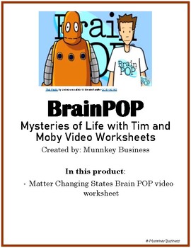 Preview of Changing States of Matter for BrainPOP video - Distance Learning