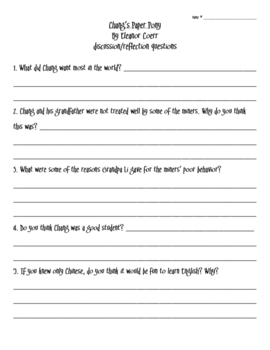 Chang's Paper Pony Comprehension Questions GOLD RUSH by Mrs. M's Great ...