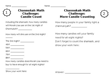 Preview of Channukah Math Challenge