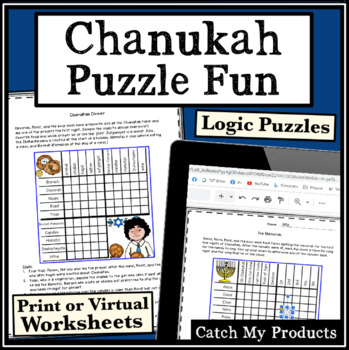 Preview of Chanukah Logic Puzzles or Hannukah Brain Teaser Activities