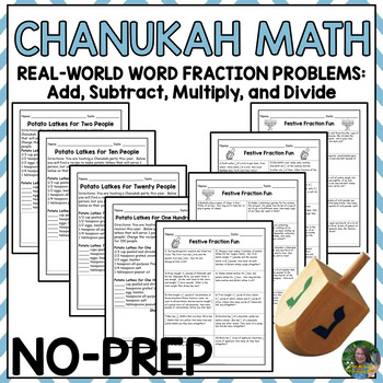 Preview of Chanukah Math Fraction Worksheets and Activities