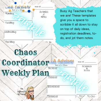 Preview of Chaos Coordinator Weekly Plans
