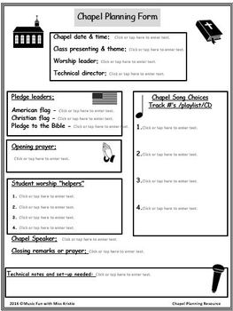 Preview of Chapel Planning Printable Form