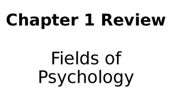 Preview of Chapter 1 Review:Fields of Psychology:49 Mutiple choice questions with answers