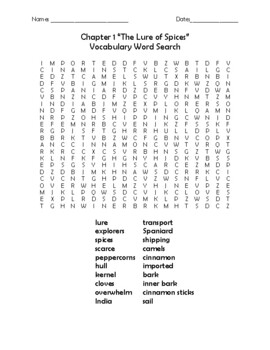 Chapter 1 The Lure of Spices CKLA Grade 3 Unit 9 Vocabulary Word Search