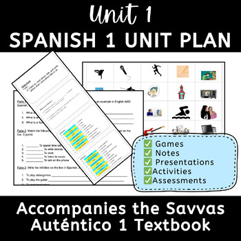 Preview of Chapter 1 Unit Plan for Auténtico (Spanish) 1 Textbook
