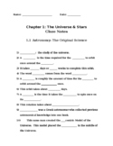 Chapter 1: Universe & Stars Cloze Notes