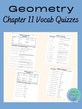 Preview of Geometry Chapter 11 Vocab Quizzes