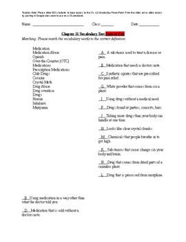 Preview of Chapter 11 Vocabulary Test Answer Key