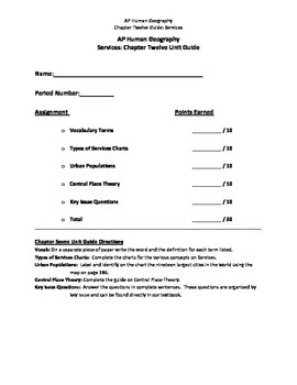 Chapter 12: Services By AP Human Geography | Teachers Pay Teachers