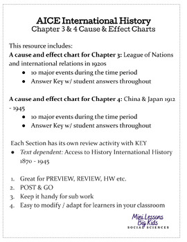 Preview of Chapter 3 & 4 Cause & Effect Charts