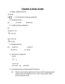 Preview of Chapter 3 Go Math Study Guide- 2nd Grade