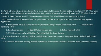 Preview of Chapter 4 Move to Global War Nazi Germany Notes for IB PowerPoint