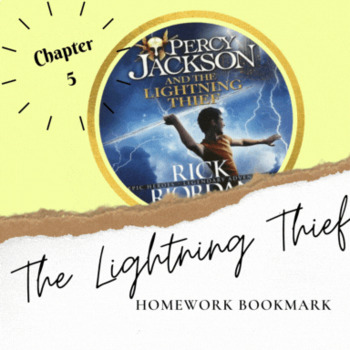 Preview of Chapter 5 Homework Bookmark Lightning Thief Percy Jackson Text Evidence Chart