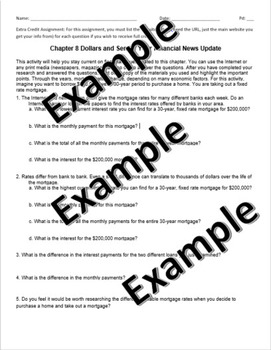 Preview of Chapter 8 Financial Algebra: Extension Activity Dollars and Sense