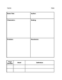 Chapter Book Information Worksheet