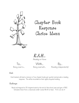 Preview of Chapter Book Response Choice Menu
