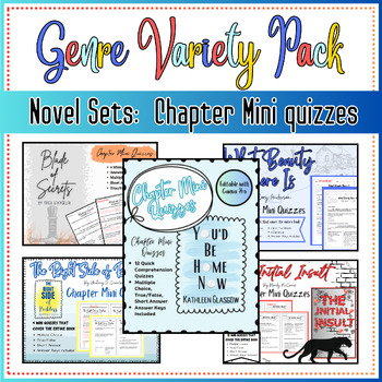 Preview of Chapter Mini quizzes - Genre Variety Pack - 5 Novel Companion Sets