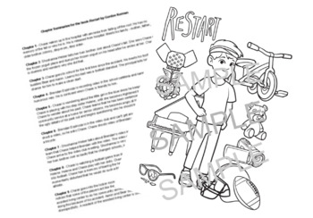 Preview of Chapter Summaries for the book Restart by Gordon Korman and coloring page