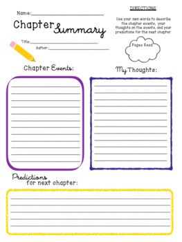 Summary Template Worksheets Teaching Resources Tpt