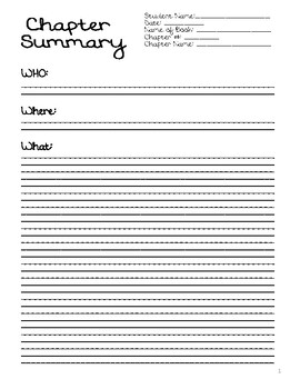 Chapter Summary Template By The Thrifty Homeschooler Tpt