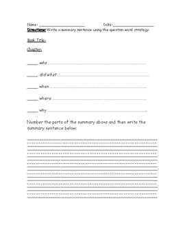 Preview of Chapter Summary Worksheet