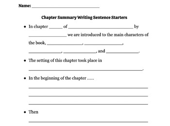 Preview of Chapter Summary Writing Sentence Starters - Editable!