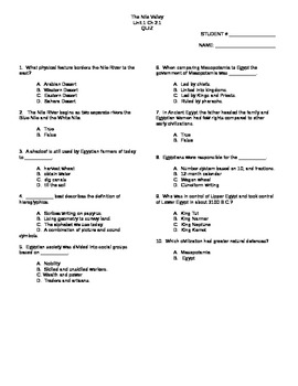 Preview of Chapter and Section Tests and Quiz Ch 2 Ancient Egypt and Kush