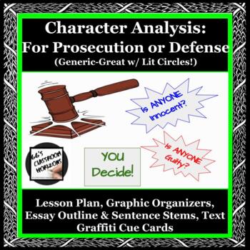 Preview of Character Analysis Activity: For Prosecution or Defense?