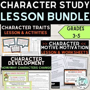 Preview of Character Analysis BUNDLE | Change/Development, Traits, and Motive Lessons