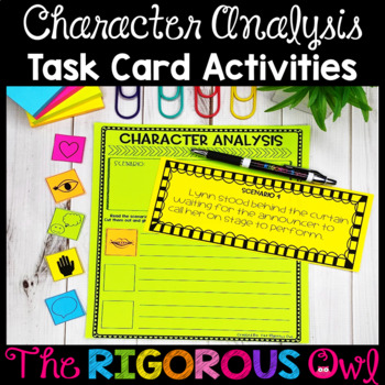 Preview of Character Analysis Characterization Task Cards Activities | Graphic Organizers