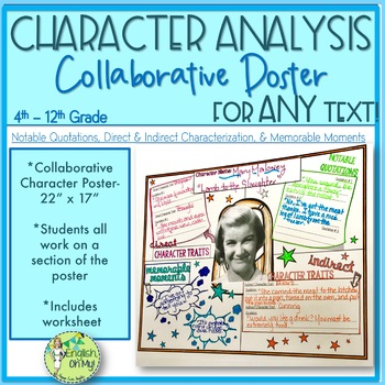 Preview of Character Analysis, Collaborative Poster, Literary Analysis