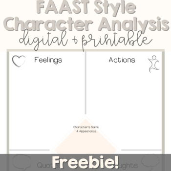 Preview of Character Analysis Graphic Organizer | FAAST | Freebie | Digital Google Slides