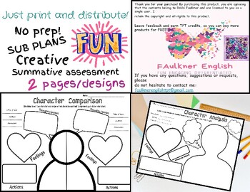 Preview of Character Analysis Graphic Organizers Printable Summative End of Year /Unit Fun