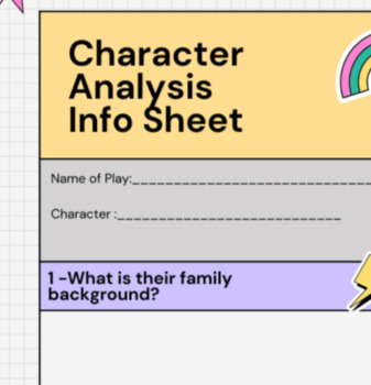 Preview of Character Analysis Info Sheet