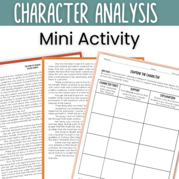 Preview of Character Analysis Mini Activity