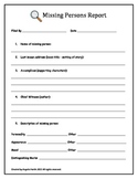 Character Analysis - Missing Person and Simile Worksheets