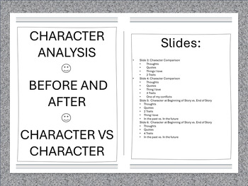 Preview of Character Analysis One Pager:  Before_After and Compare Characters