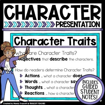 Preview of Character Analysis Presentation & Guided Student Notes: Print & Digital