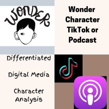 Preview of Character Analysis Project -Wonder by R.J. Palacio