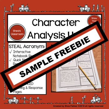 Preview of Character Analysis - STEAL Characterization FREEBIE!
