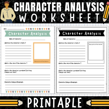 Character Analysis Worksheet | Character Traits | Characterization Activity