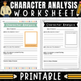 Character Analysis Worksheet | Character Traits | Characte