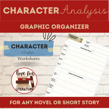 Preview of Character Analysis Worksheet and Graphic Organizer for Any Novel or Short Story