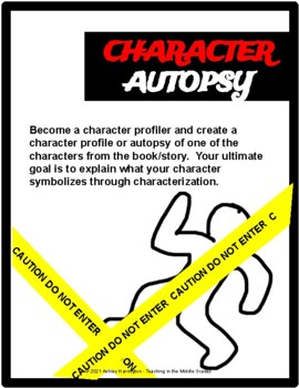 Preview of Character Autopsy/Character Biography: Characterization Activity