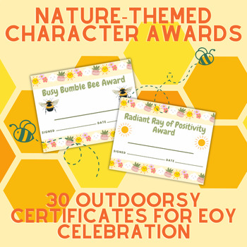 Preview of Character Awards for EOY - Nature Themed