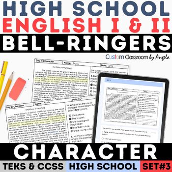 Preview of Character Traits Quiz Short Story Bell-Ringer High School ELA Test Prep